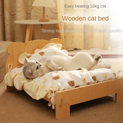 Premium Wooden Cat Bed - Cozy Nest for Your Feline Friend