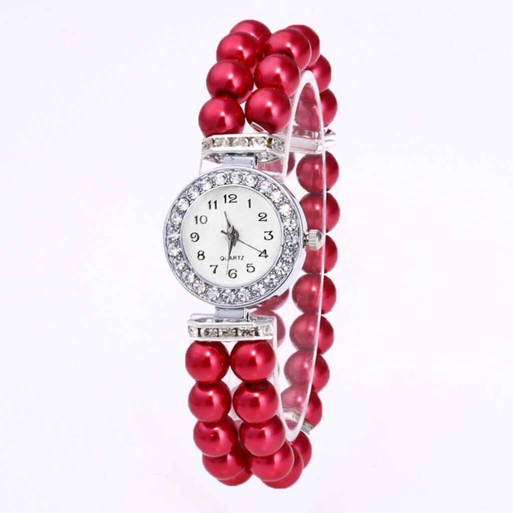 Crystal Watch Fashion Women Watch Pearl String Watch Strap Quartz Bracelet Watch models Female Clock Ladies damenuhr reloj mujer - Korvel