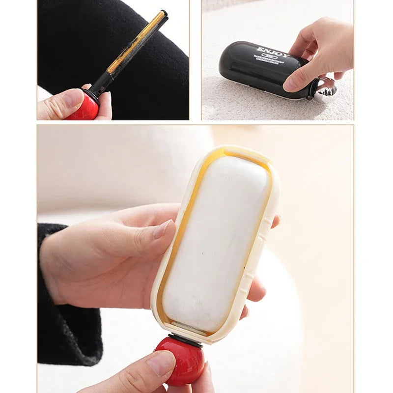 2 IN 1 Portable Pet Hair Remover Washable Reusable Lint Cleaner Sticky Hair Roller Removal Tool for Clothing Travel Household - Korvel