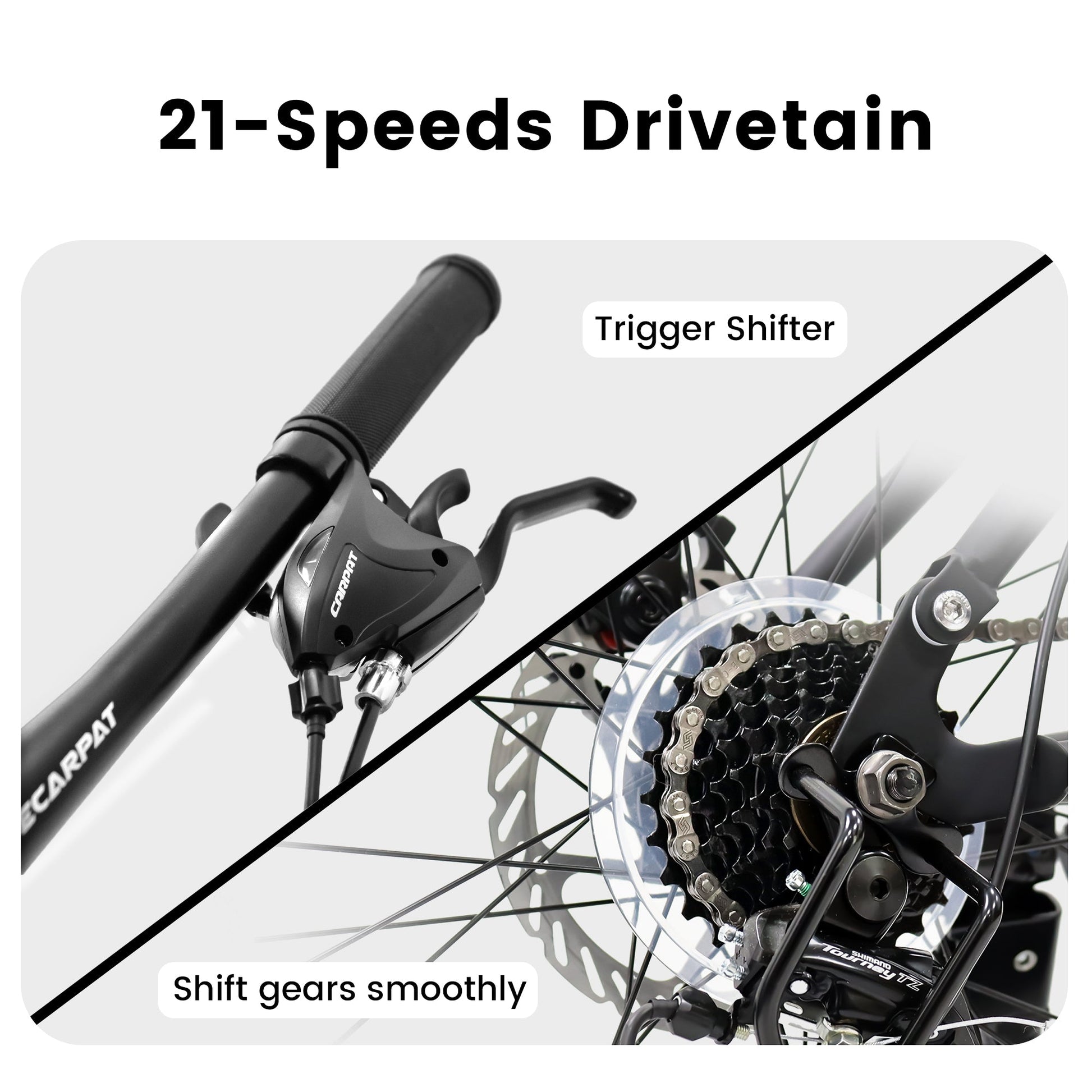 A2660 Ecarpat Mountain Bike 26 inch Wheel Carbon Steel Frame Disc Brake Thumb Shift Front Fork Rear Shock Absorber Bicycle - Korvel