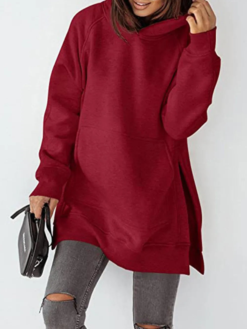 Sudadera con Capucha de Manga Raglán y Bolsillos Laterales