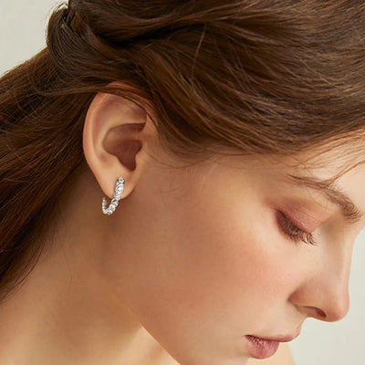 Inlaid Moissanite 925 Sterling Silver C-Hoop Earrings - Korvel