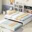 Full Size Daybed with Storage Shelves, Blackboard, Cork board, USB Ports and Twin Size Trundle  White - Korvel