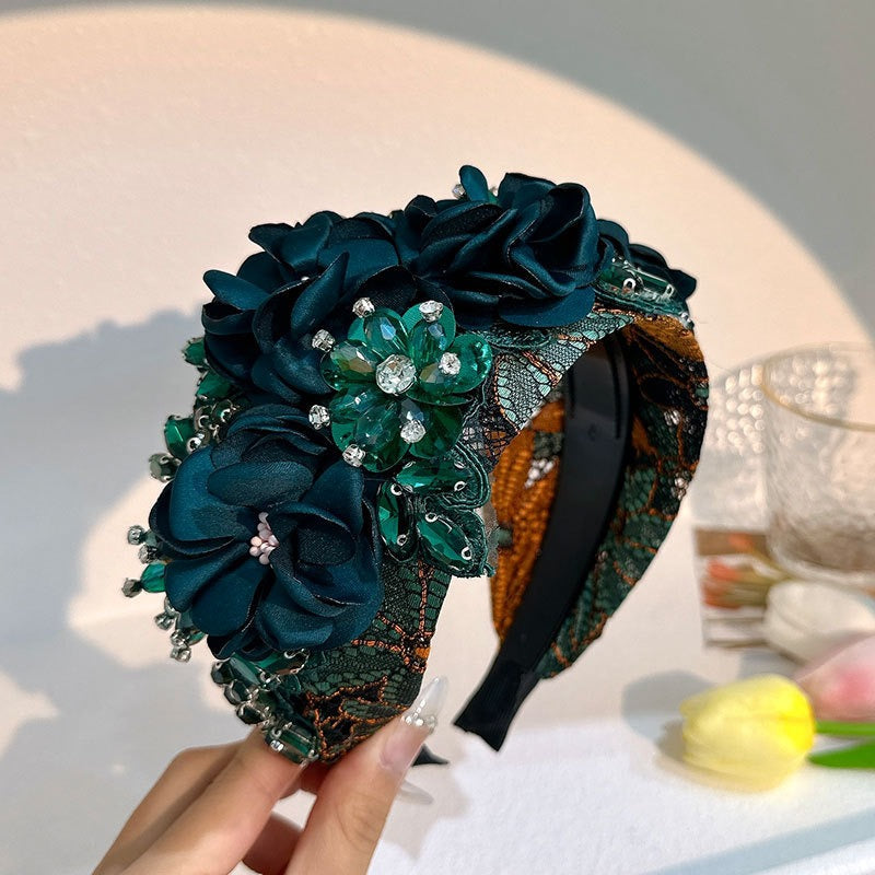 Handmade fabric flower fashion inlaid water drill bit hoop - Korvel