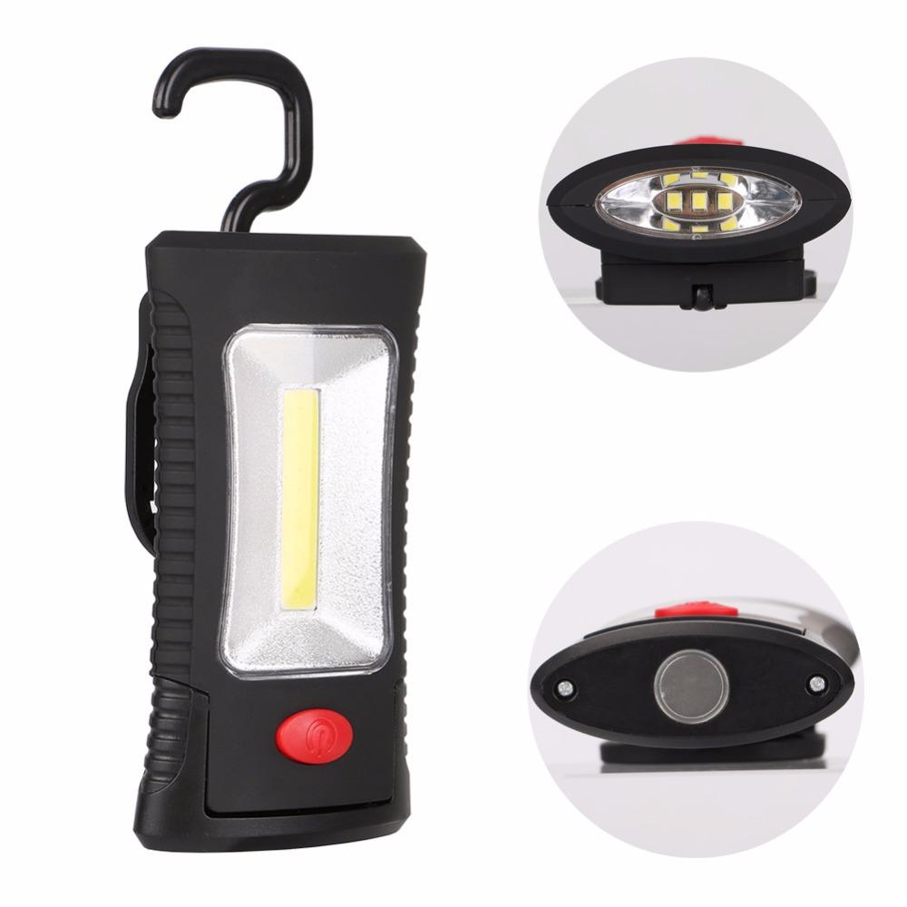 2-Modes COB LED Magnetic Working Folding Hook Hanging Lamp Torch Linternas  Flashlight Handy Lighting Use 3x AAA - Korvel