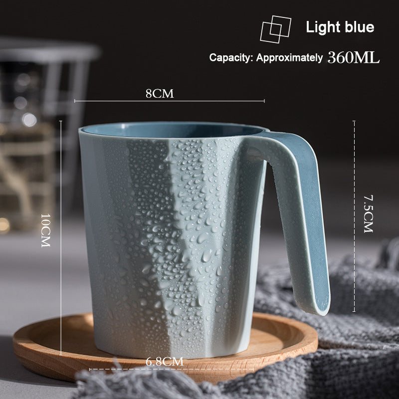 Creative Simple Mouthwash Cup INS Striped Non-Slip Water Cup Double-Layer Plastic Handle Thread Couple Mouthwash Toothbrush Cup - Korvel