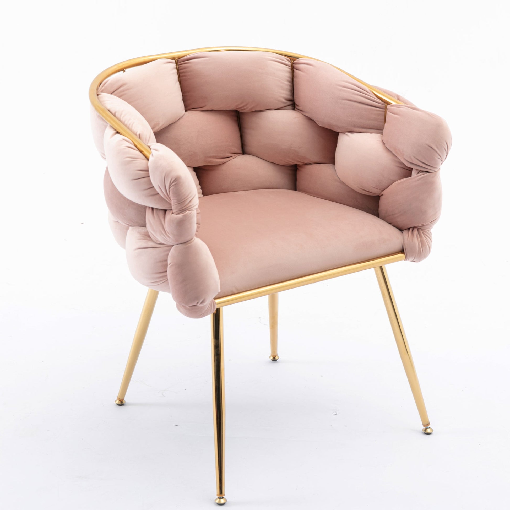 Luxury modern simple leisure velvet single sofa chair bedroom stool manicure table back chair pink set of 2 - Korvel