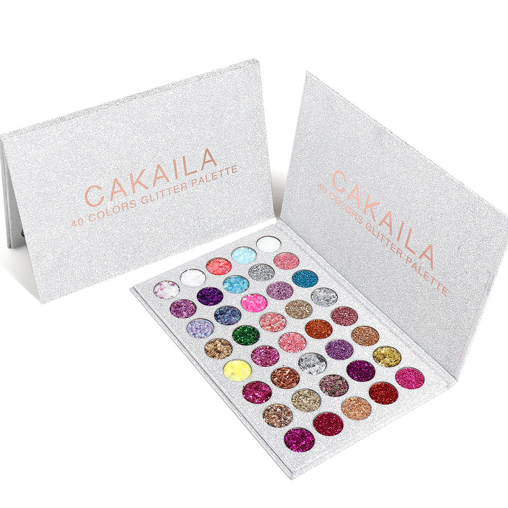 Palette de fards à paupières CAKAILA 40 couleurs - Paillettes dorées et teintes crémeuses