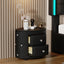 Elegant PU Nightstand with 2 Drawers and Crystal Handle,Fully Assembled Except Legs&Handles,Storage Bedside Table - Black - Korvel