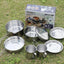 Mayitr 8Pcs Stainless Steel Outdoor Camping Picnic Pot Pan Kit Camping Backpacking Hiking Cookware Set High quality - Korvel