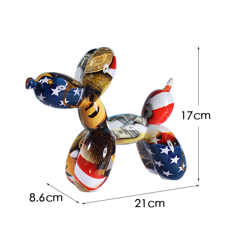 New black and white plaid balloon dog ornaments creative TV cabinet wine cabinet living room porch resin crafts - Korvel