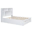 Full Size Platform Bed with Storage Headboard and 2 Drawers, White - Korvel