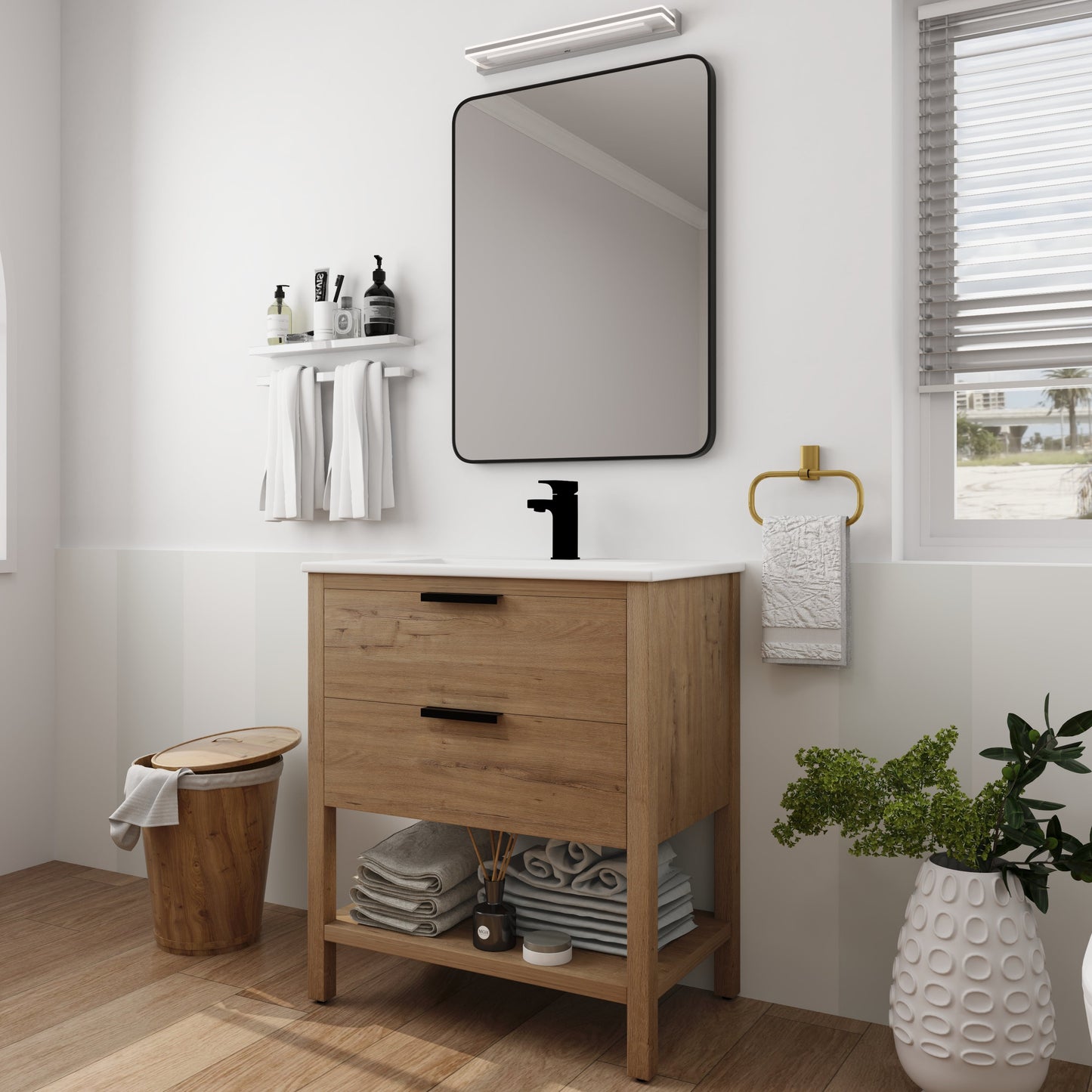 30 Inch Bathroom Vanity Plywood With 2 Drawers-BVB01030IMO-BL9075B - Korvel