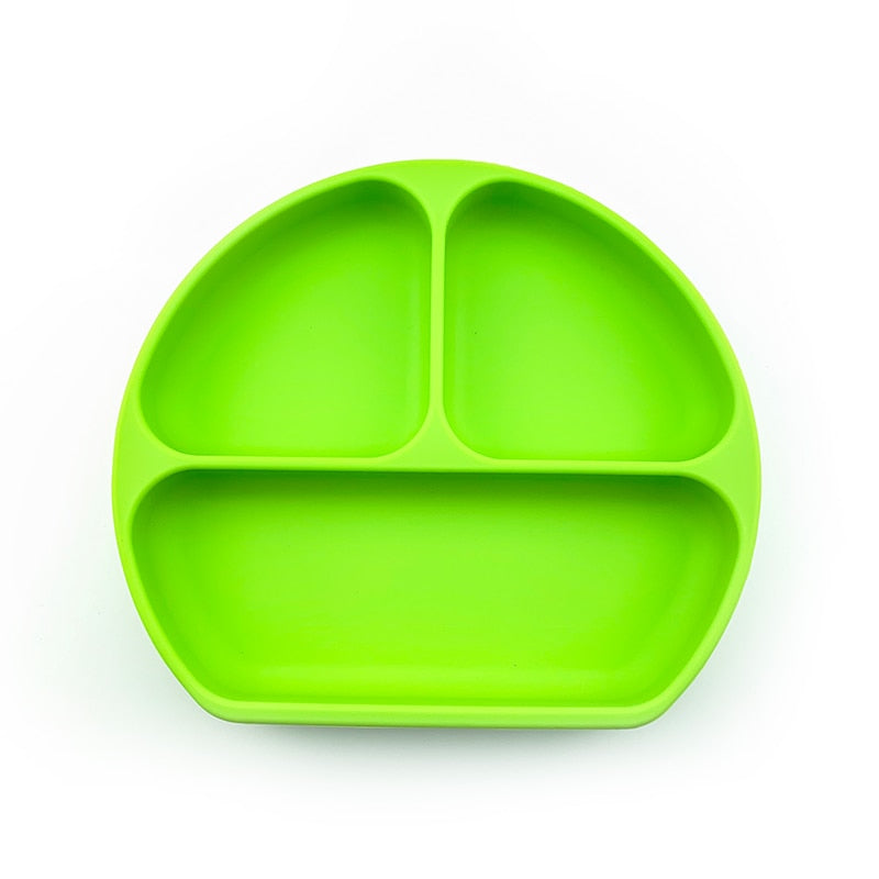children's dishes baby Silicone Sucker Bowl Baby Smile Face Plate Tableware Set Smile Face Baby Tableware Set kids plate - Korvel