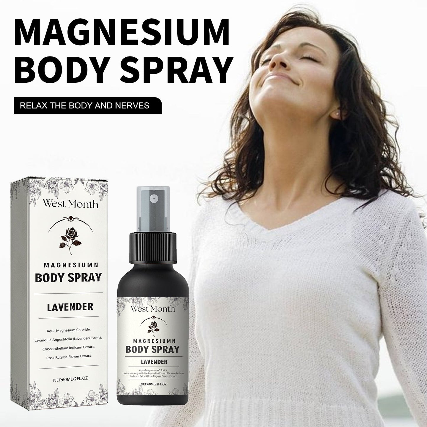 Magnesium Body Spray, Relieve Muscle Tension And Fatigue And Promote Body Relaxation Treatment Spray - Korvel