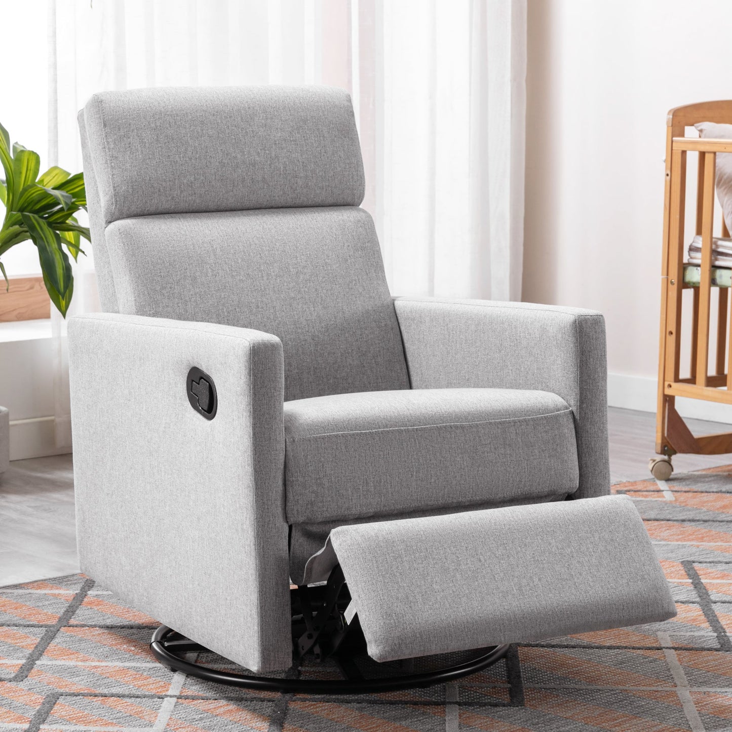 Chaise à bascule rembourrée moderne pour nursery - Gris