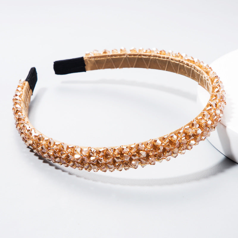 Korean Style Thin Edge Crystal Headband Women's Fashion Super Flash Headband Party Press Hair Accessories - Korvel