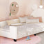 Twin Size Upholstered Daybed with Carton Ears Shaped Headboard White - Korvel
