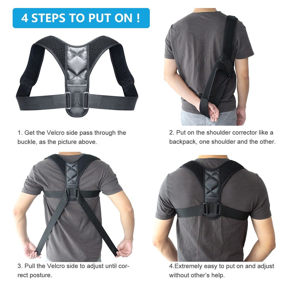 Adjustable Back Posture Corrector Clavicle Spine Back Shoulder Lumbar Brace Support Belt Posture Correction Prevents Slouching - Korvel