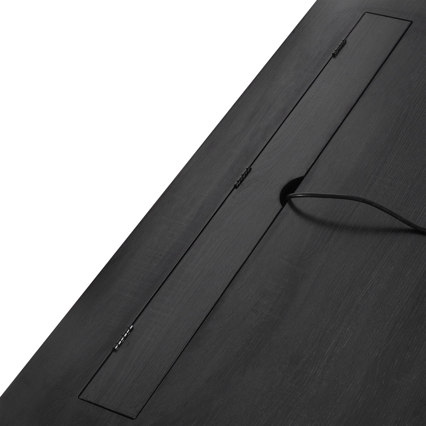 70 inch classic and traditional executive desk with metal trim, writing desk with 2 file drawers, USB ports, and sockets, black - Korvel