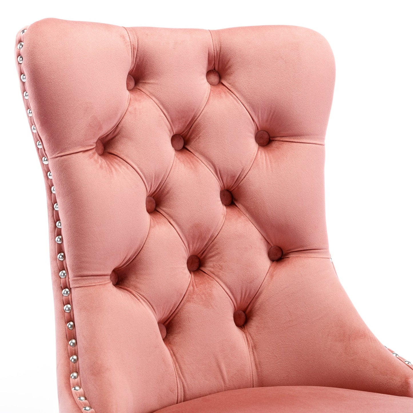 High-end Tufted Solid Wood Contemporary Velvet Upholstered Dining Chair with Wood Legs Nailhead Trim 2-Pcs Set Pink - Korvel