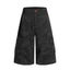 American Retro Camouflage Denim Seven-Quarter Shorts for Men, Loose Wide-Leg Multi-Pocket Design Workwear Five-Quarter Pants Trendy - Korvel