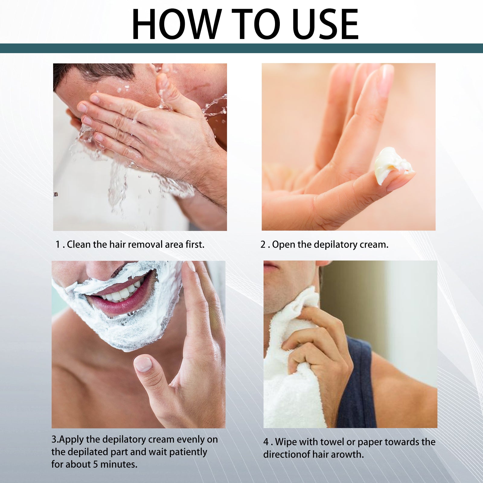 Men's Hair Removal Cream, Facial Armpit Leg Chest Hair Clean Not Damaging Skin Hair Removal Cream - Korvel