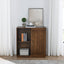 Medieval side panel with 2 sliding doors and solid wood decorative strips, storage cabinet - Korvel