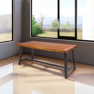 Carlie Outdoor Dining Table with Rustic Metal Legs