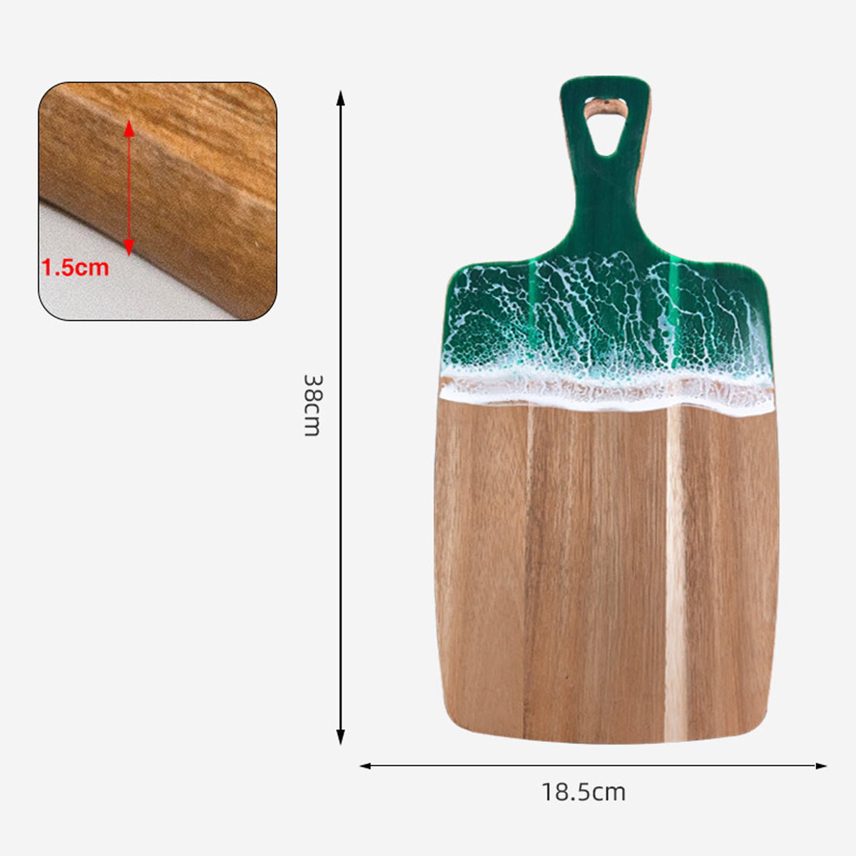 Wood Cutting Board Resin Blue green Wave Pattern - Korvel