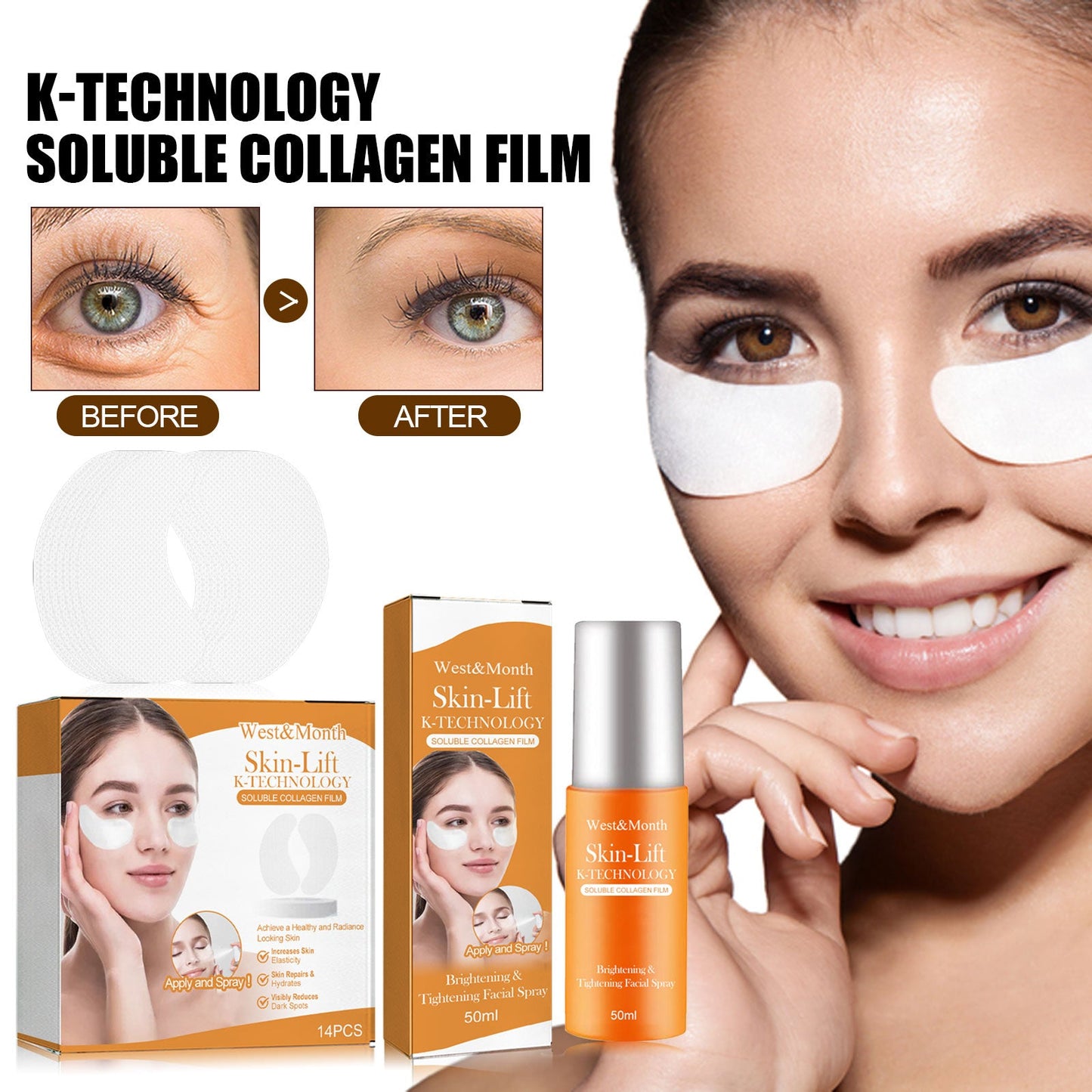 Premium Collagen Eye Mask Spray for Hydration and Elasticity