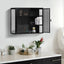 27.56"Glass Doors Modern Two-door Wall Cabinet with Featuring Three-tier Black - Korvel
