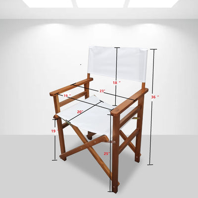 Premium Wooden Folding Chair Set - 2pcs in White Canvas