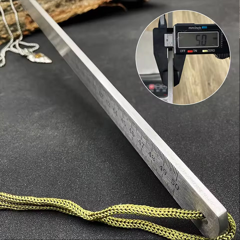 20 - Inch Dual - Scale Stainless Steel Ruler, thickened quenched steel, with random lanyard, great for drawing & measuring. - Korvel