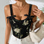 French floral retro vest with floral suspender - Korvel