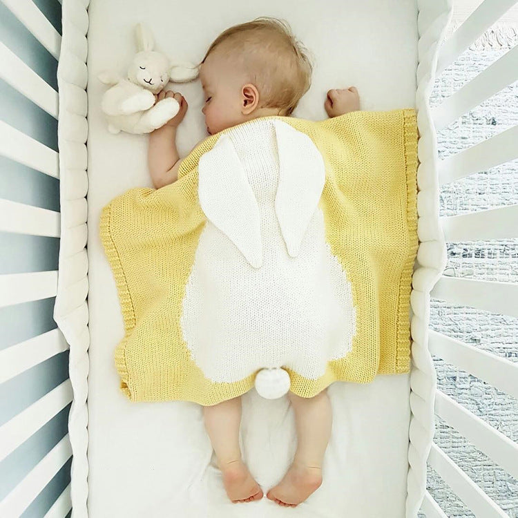 New Rabbit Ears Blanket Three Dimensional Rabbit Blanket Children's Knitted Blanket Baby Blanket - Korvel