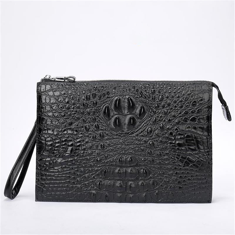 Sac sous le bras en cuir véritable crocodile pour homme A4