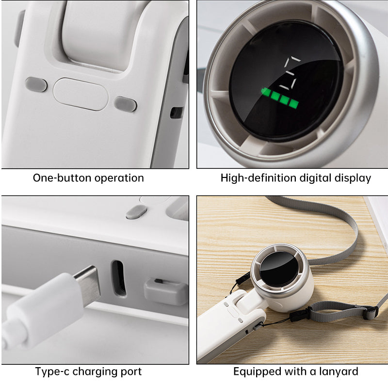 Portable Electric Neck Fan - Foldable & USB Rechargeable