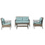 Conjunto de Muebles de Wicker para Exterior Premium con Mesa de Metal Negra