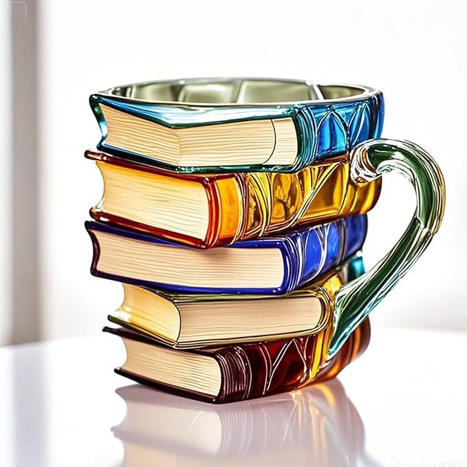 Colorful Books Coffee Cup Unique Stacked Books Coffee Cup - Korvel