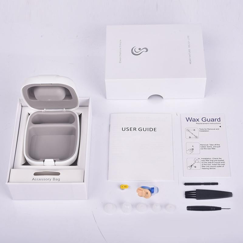 Mini Hearing Aid Adjustable Ear Hearing Assistant Helper Invisible Sound Amplifier Volume for Deaf Elderly Rechargeable - Korvel