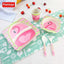 5pcs/set Children Baby Bamboo Fiber Tableware Baby Tableware Set Cartoon Animal Tableware Aet - Korvel