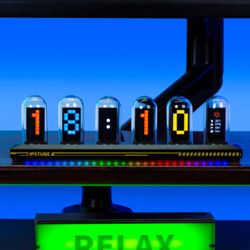 RGB aluminum alloy glow tube clock IPS computer desktop clock ornament Fate Stone Gate Cyberpunk - Korvel