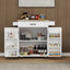 Kitchen island rolling trolley cart with 1 drawer & 2 doors with storage racks & Adjustable Shelves & towel rack - Korvel