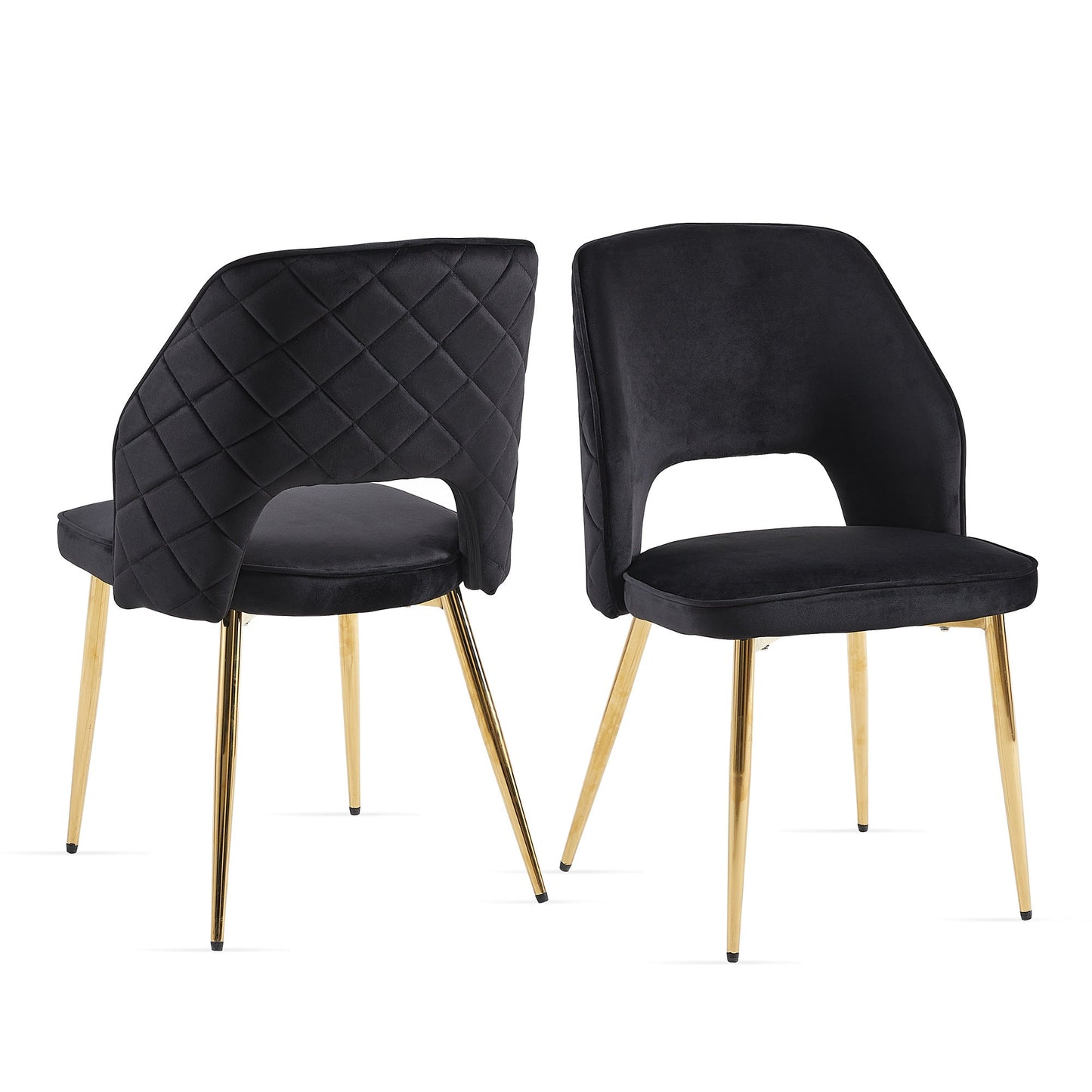Ensemble de 4 chaises de salle à manger en velours noir élégant