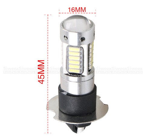 2Pcs H3 H1 W5W T10 White 4014 Chips 30 SMD High Power LED Fog Light Headlight Lamps Bulb Lens DC 12V - Korvel