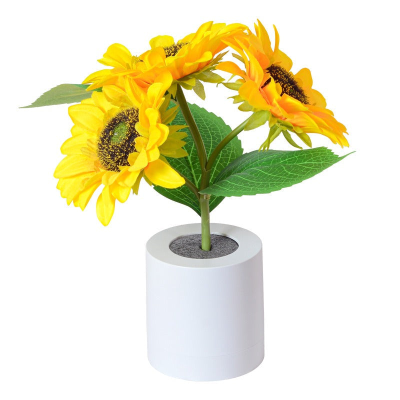 Rechargeable Sunflower LED Simulation Night Light Room Bedhead Decoration Atmosphere Light Birthday Gift for Girls - Korvel