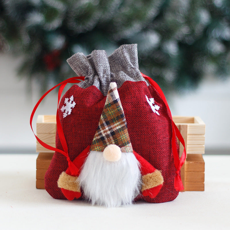 Forest Man Gift Bag Christmas Linen Cartoon Decoration Faceless Elderly Gift Bag Gift Bag Candy Bag - Korvel