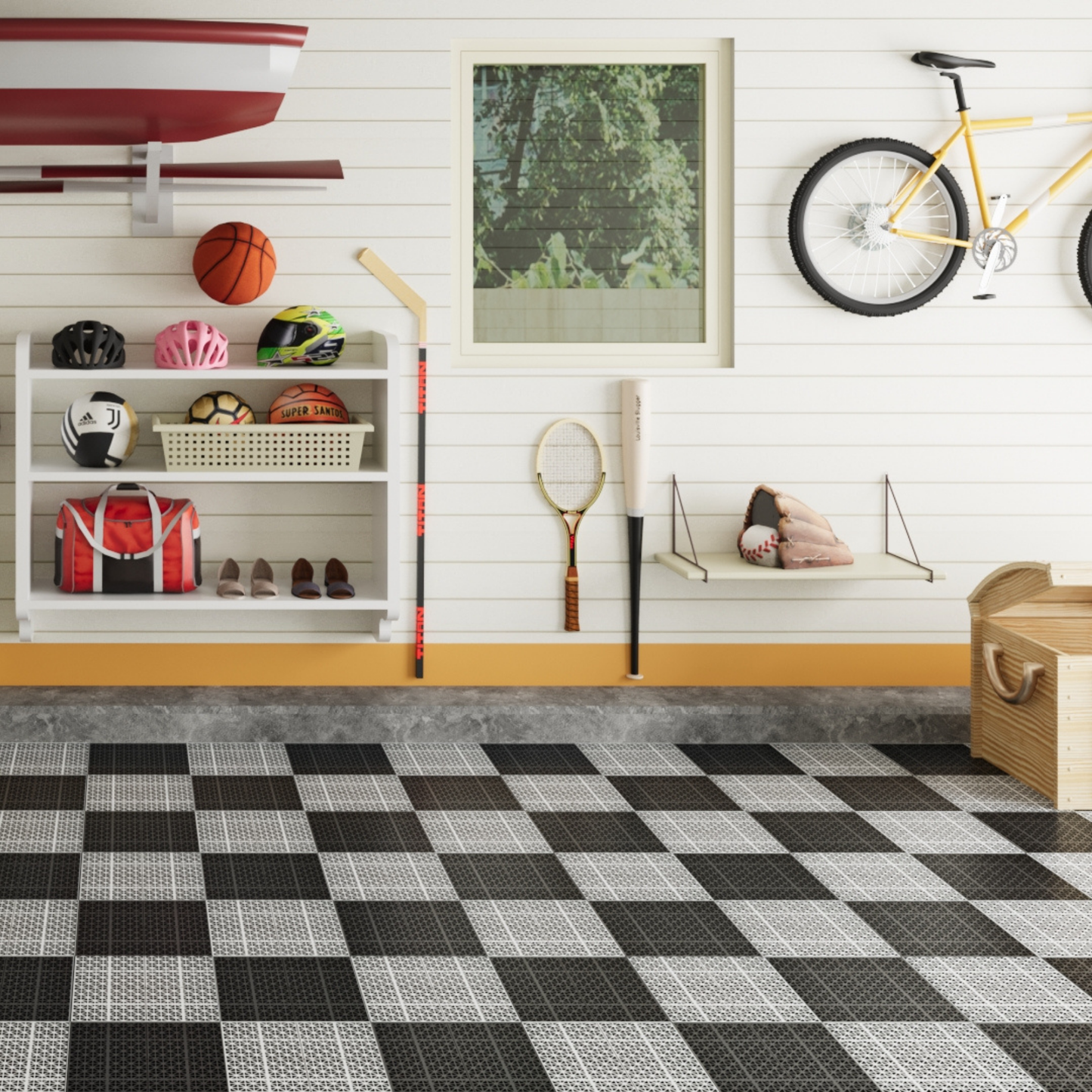12 x 12 inch black interlocking deck tiles, plastic waterproof, weighing up to 6613 pounds, with a rose pattern pack of 12 - Korvel