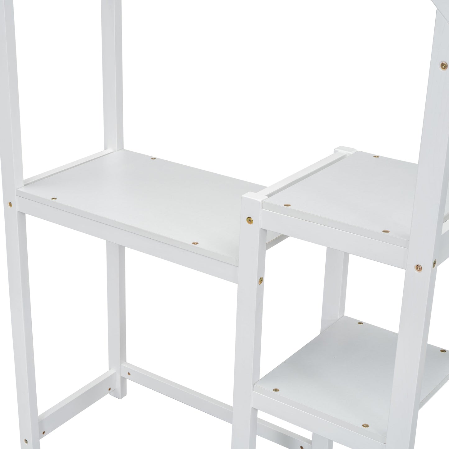 House-shaped Wooden writing Desk,Kids study Table,Bookshelf & Toy Storage,White - Korvel